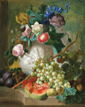 ₴ Репродукція натюрморт від 320 грн.: Натюрморт з квітами та фруктами