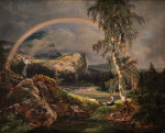 ₴ Репродукция пейзаж от 432 грн.: Норвежский пейзаж с радугой