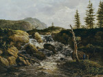 ₴ Репродукція краєвид від 412 грн.: Гірський пейзаж з водоспадом