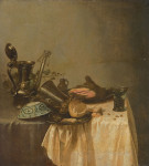 ₴ Репродукция натюрморт от 372 грн.: Натюрморт с завтраком, кувшином Рембрандта, ветчиной и булочками