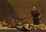 ₴ Репродукция натюрморт от 391 грн.: Натюрморт с ремером, лимоном и оливками, а также карманные часы на оловянной тарелке