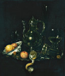 ₴ Репродукція натюрморт від 397 грн.: Натюрморт із срібним євером, срібним сстаканом, ремером та фруктами в порцеляновій чаші та на срібному блюді