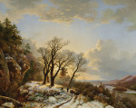 ₴ Репродукция пейзаж от 442 грн.: Зимний пейзаж с путешественником на тропе