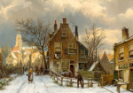 ₴ Репродукция городской пейзаж от 381 грн.: Зимний город с фигурами
