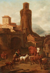 ₴ Репродукция пейзаж от 356 грн.: Пейзаж с пастухами возле города
