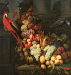 ₴ Репродукция натюрморт от 356 грн.: Натюрморт с попугаем и фруктами