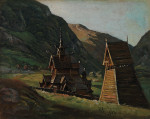 ₴ Репродукция пейзаж от 247 грн.: Деревянная церковь Боргунда в Лердале
