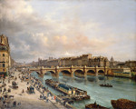 ₴ Репродукция городской пейзаж от 432 грн.: Вид на город и Пон-Неф с набережной Лувра
