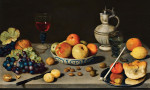 ₴ Репродукція натюрморт від 205 грн.: Натюрморт з виноградом, яблуками, горіхами, оливками, фужерами та глечиком Зігбург