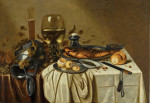 ₴ Репродукция натюрморт от 246 грн.: Натюрморт с ремером и лимонами на оловянной тарелке, на драпированном столе