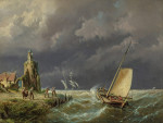 ⚓Репродукция морской пейзаж от 266 грн.: Вид на набережную Амстердама со старым маяком