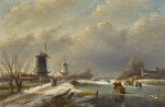 ₴ Репродукция пейзаж от 256 грн.: Зимний пейзаж с ветряными мельницами