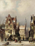 ₴ Репродукция городской пейзаж от 221 грн.: Оживленная улица в Амстердаме