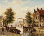 ₴ Репродукция городской пейзаж от 312 грн.: Ежедневная активность вдоль голландского канала