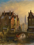 ₴ Репродукция городской пейзаж от 317 грн.: Конькобежцы на канале в Амстердаме с видом на Зейдеркерк вдали
