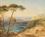 ₴ Репродукция пейзаж от 238 грн.: Озеро Неми на фоне Понтийских болот