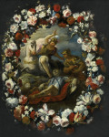 ₴ Репродукция натюрморт от 287 грн.: Танкред и Эрминия в окружении цветочной гирлянды