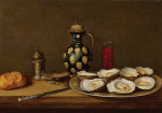 ₴ Репродукція натюрморт від 265 грн.: Натюрморт із устрицями, хлібом, ножем, посудом для пиття та перечницею