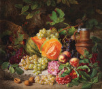 ₴ Репродукція натюрморт від 271 грн.: Натюрморт з фруктами та глиняним глечиком