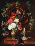 ₴ Репродукция натюрморт от 299 грн.: Ваза с цветами и подсвечником