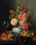 ₴ Репродукция натюрморт от 282 грн.: Натюрморт с бокалом вина и вазой с маками и розами