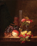 ₴ Репродукція натюрморт від 287 грн.: Натюрморт з керамічним глечиком, келихом для вина та таца з фруктами