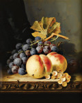 ₴ Репродукция натюрморт от 282 грн.: Натюрморт с персиками, виноградом и белой смородиной