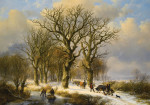 ₴ Репродукция пейзаж от 279 грн.: Зимний пейзаж с погонщиками скота