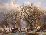 ₴ Репродукция пейзаж от 259 грн.: Зимний день в лесу со старой женщиной и ребенком, собирающим хворост