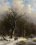 ₴ Репродукция пейзаж от 241 грн.: Дубовый лес со сборщиками древесины зимой