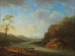 ₴ Репродукция пейзаж от 286 грн.: Рейнский пейзаж с рыбаками и отдыхающими путешественниками