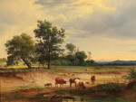 ₴ Репродукция пейзаж от 286 грн.: Открытый пейзаж с пастухом, отдыхающим возле Медлинга