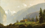 ₴ Репродукция пейзаж от 243 грн.: Альпийский пейзаж с горным домом