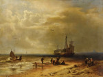 ⚓Репродукція морський краєвид від 286 грн.: Пляжна сцена з рибалками та рибальськими човнами