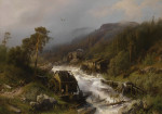₴ Репродукция пейзаж от 265 грн.: Вид на реку с мельницей
