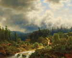 ₴ Репродукция пейзаж от 300 грн.: Лесной пейзаж с водяной мельницей