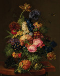 ₴ Репродукция цветочный натюрморт от 308 грн.: Цветы и ананас на антаблементе