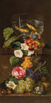 ₴ Репродукция натюрморт от 180 грн.: Натюрморт с цветами, чашей с золотыми рыбками и птичьим гнездом