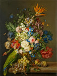 ₴ Репродукция цветочный натюрморт от 249 грн.: Цветочный натюрморт с попугаем