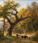 ₴ Репродукция пейзаж от 283 грн.: Пастух со своими коровами возле старого дуба