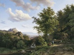 ₴ Репродукция пейзаж от 306 грн.: Холмистый пейзаж с отдыхающими крестьянами под дубом
