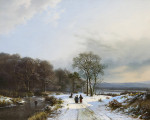 ₴ Картина пейзаж відомого художника від 329 грн.: Зимовий лісовий пейзаж з фігурами