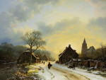 ₴ Репродукция пейзаж от 306 грн.: Зимний пейзаж Нижнего Рейна с церковью