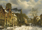 ₴ Репродукція міський краєвид від 247 грн.: Зима на вулиці голландського міста