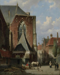 ₴ Репродукція міський краєвид від 306 грн.: Вид на Ауде Керк на площі Аудекерксплейн, Амстердам