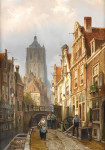 ₴ Репродукція міський краєвид від 306 грн.: Голландська вулична сцена біля каналу