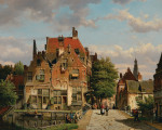 ₴ Репродукція міський краєвид від 322 грн.: Вид на голландську вулицю з мостом через канал