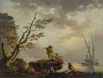 ⚓Репродукція морський краєвид від 306 грн.: Вид на гавань на світанку з рибалками