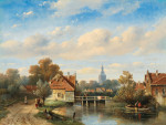 ₴ Репродукция пейзаж от 314 грн.: Голландский городок на берегу реки с фигурами