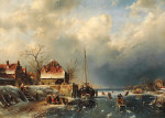 ₴ Репродукция пейзаж от 235 грн.: Сцена на канале зимой